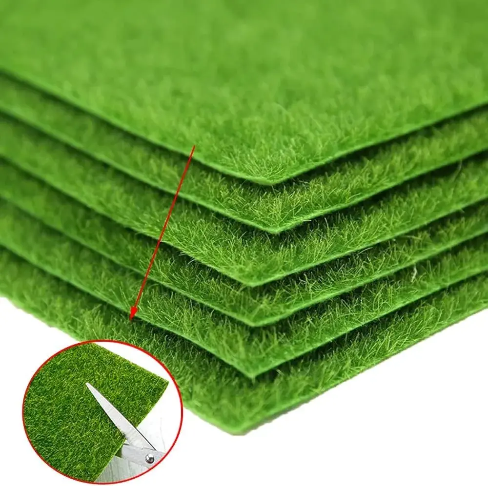 KISEER Artificial Craft Grass 6 Pack 12 x 12 Inches Miniature Green Plastic | DIY Dollhouse Ornament Decoration - view 4