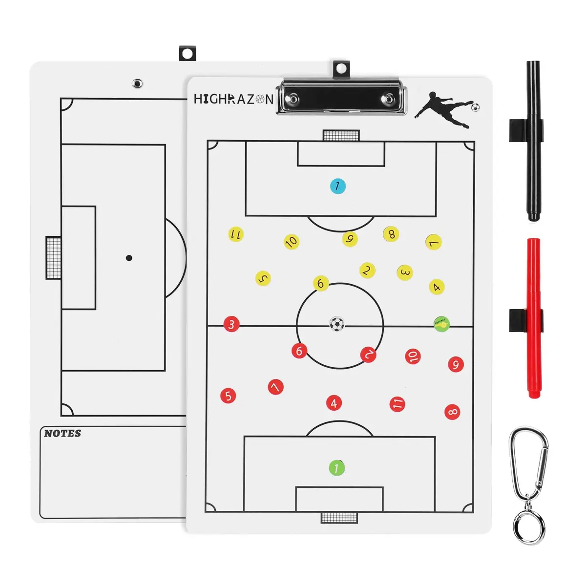 HIGHRAZON Magnetic Soccer Coaches Clipboard, White Double-Sided Dry Erase Board, Tactics Whiteboard with Magnetic Stickers & Markers - main product image