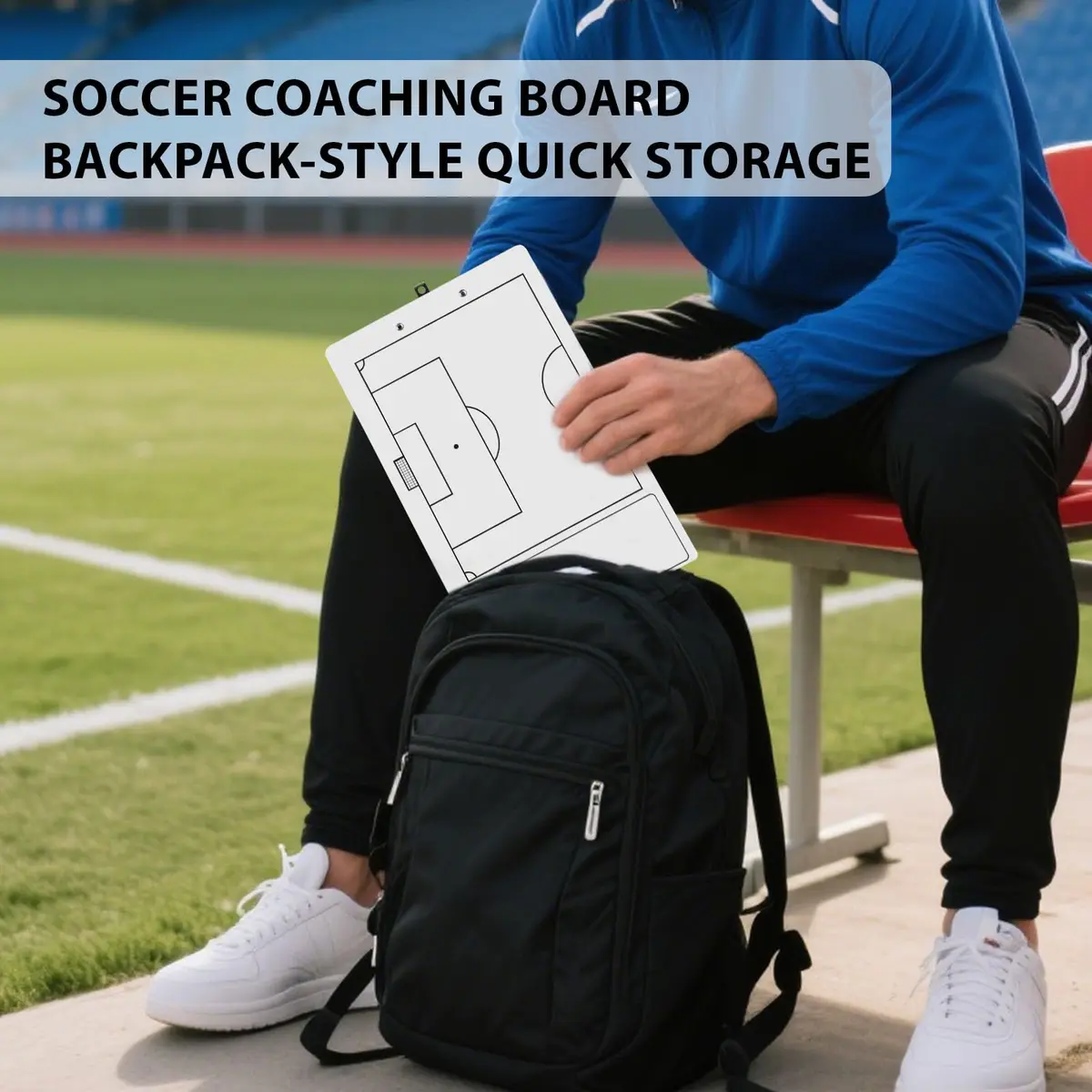 HIGHRAZON Magnetic Soccer Coaches Clipboard, White Double-Sided Dry Erase Board, Tactics Whiteboard with Magnetic Stickers & Markers - view 8