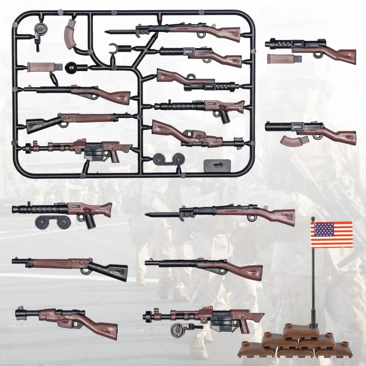 MaozyHomie U.S Field Force Weapons Building Blocks (36pcs) - Military Toy Accessory Pack - view 2