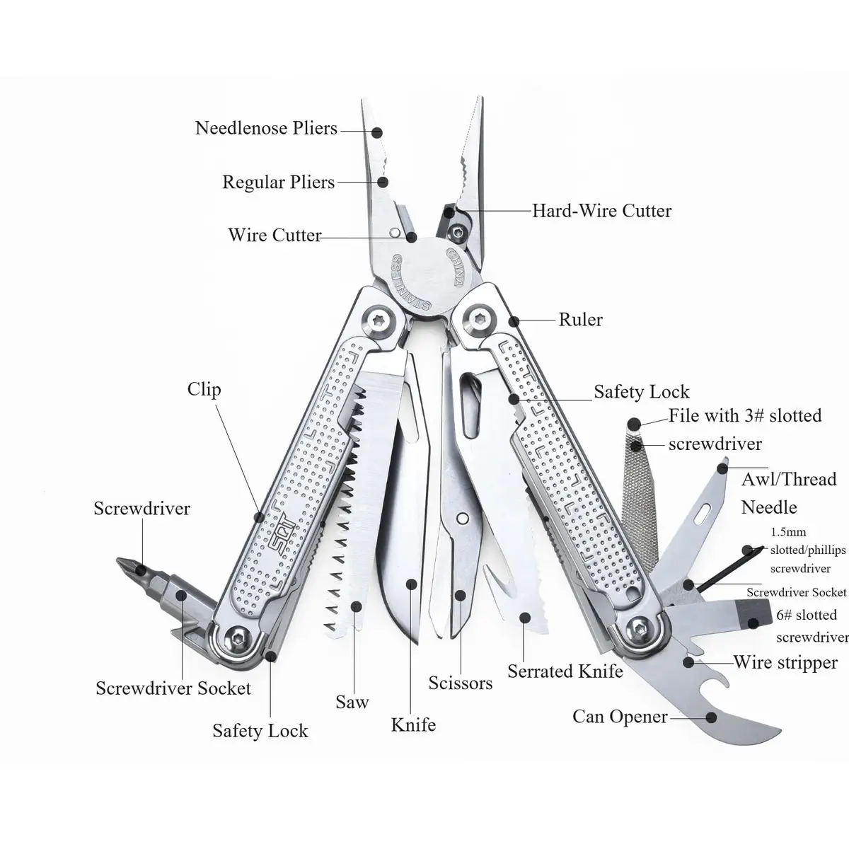 SQT2048 20-in-1 Multitool Foldable & Self-Locking | Compact, Durable, All-in-One Tool for DIY & Outdoors - view 3