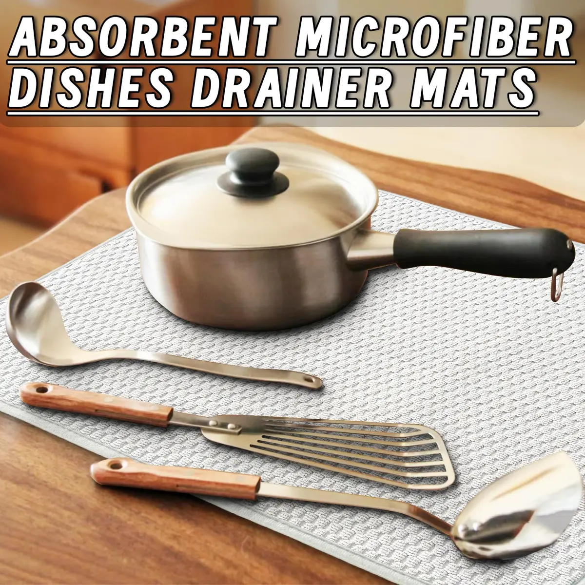 Meirrnyyu Dish Drying Mat 24×17" | Absorbent Microfiber Kitchen Pad for India - view 5
