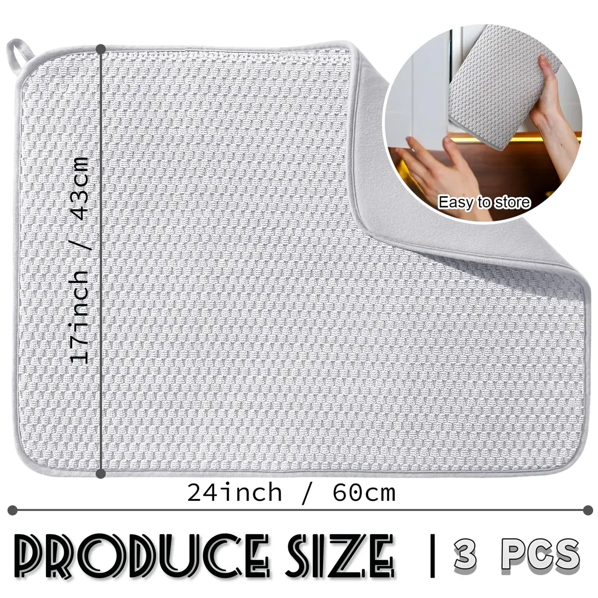 Meirrnyyu Dish Drying Mat 24×17" | Absorbent Microfiber Kitchen Pad for India - view 2