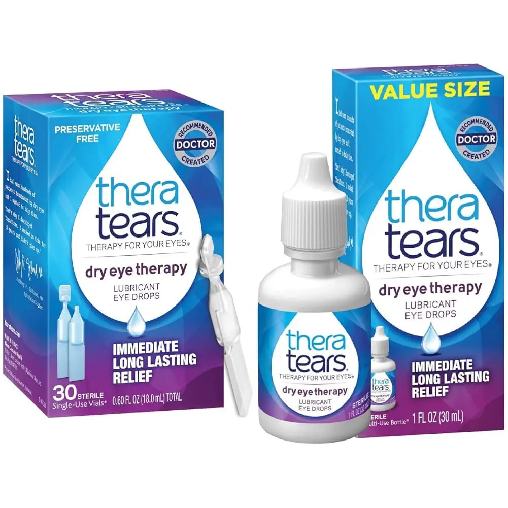 TheraTears Dry Eye Therapy Lubricating Eye Drops 30 Single-Use Vials | Preservative Free Relief for Sensitive Eyes - main product image