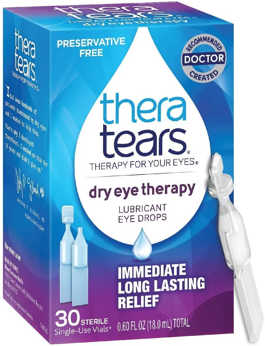 TheraTears Dry Eye Therapy Lubricating Eye Drops 30 Single-Use Vials | Preservative Free Relief for Sensitive Eyes - view 2