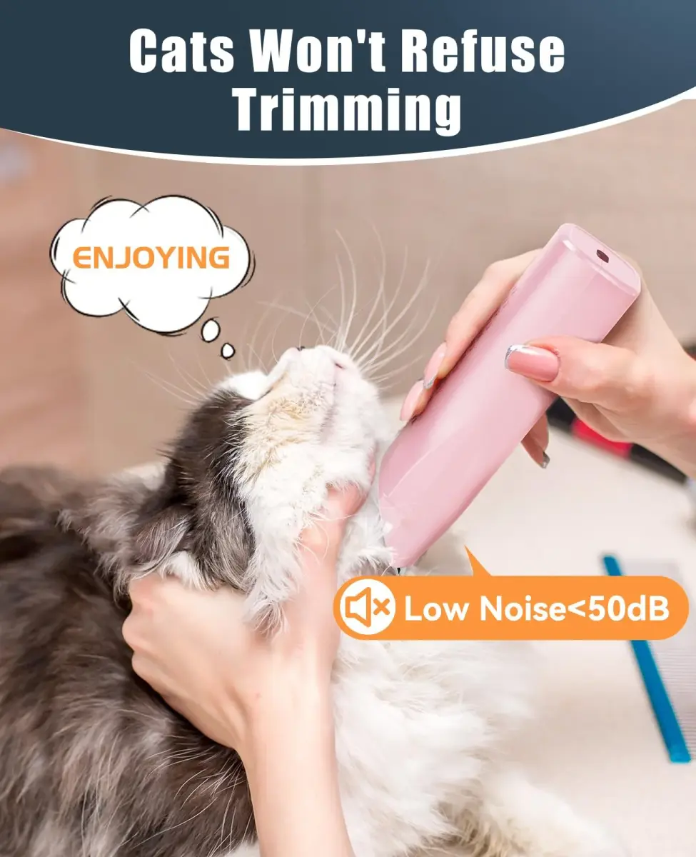 oneisall Pet Clippers for Matted Cat Hair, Quiet Pet Shaver with Storage Bag | 50dB Low Noise, IPX7 Waterproof, USB Rechargeable - view 5