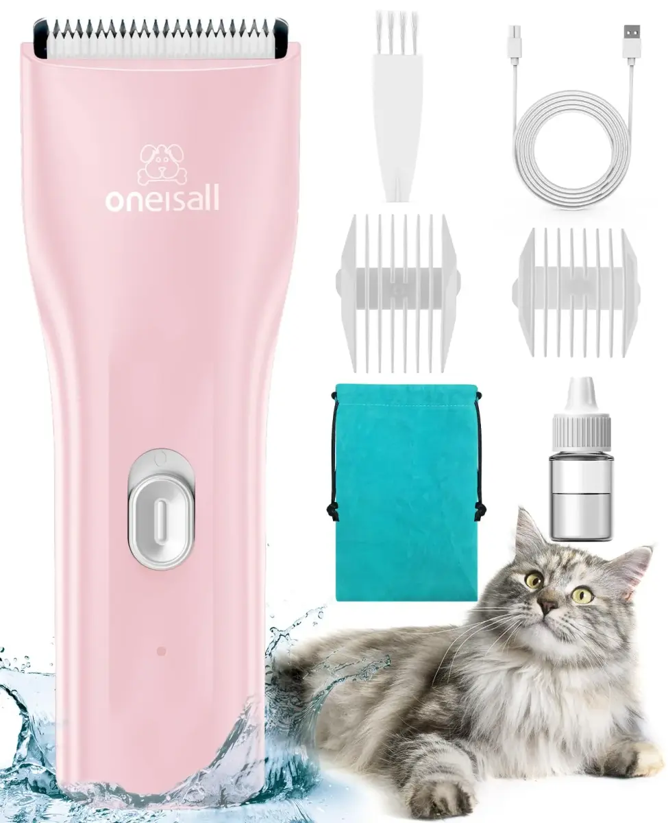 oneisall Pet Clippers for Matted Cat Hair, Quiet Pet Shaver with Storage Bag | 50dB Low Noise, IPX7 Waterproof, USB Rechargeable - main product image