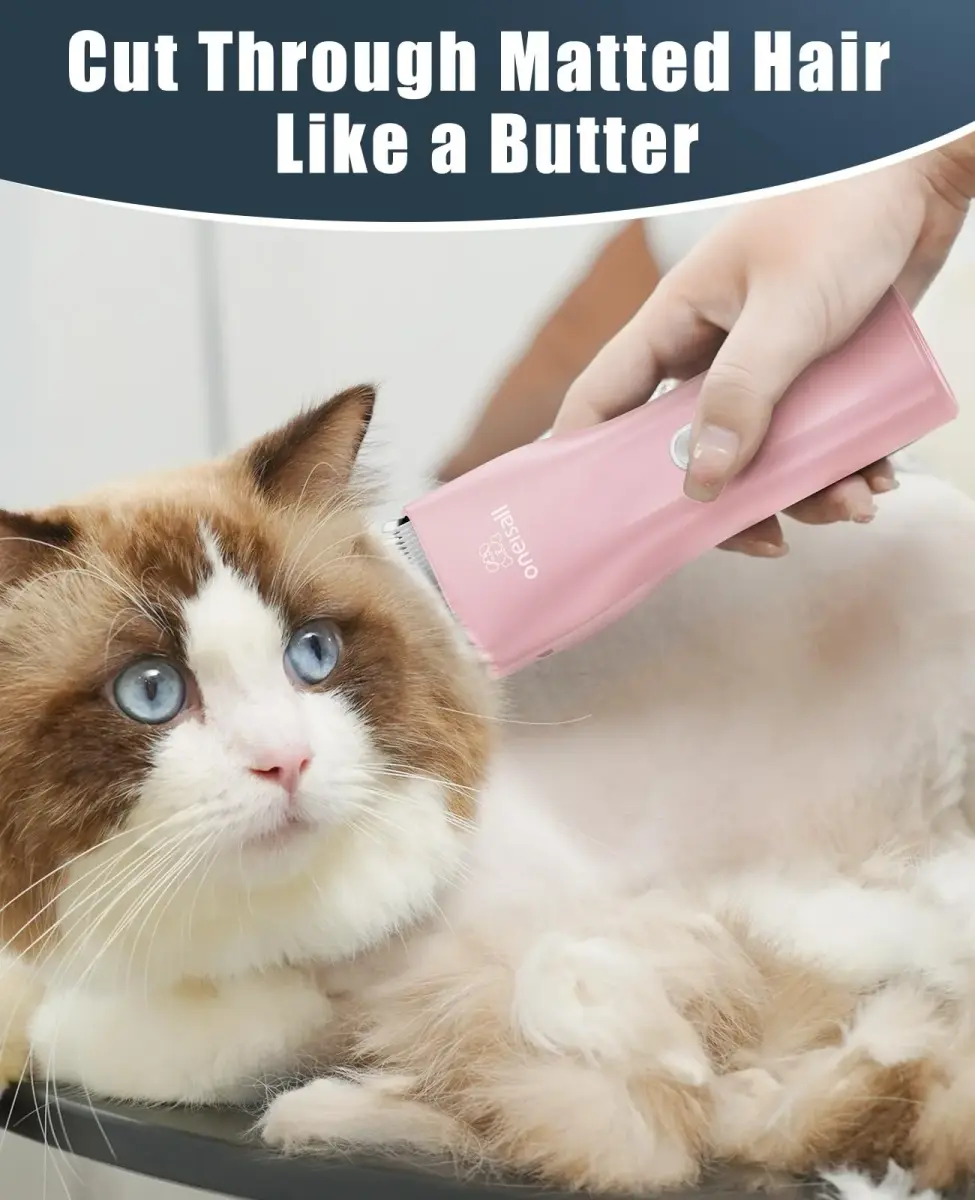 oneisall Pet Clippers for Matted Cat Hair, Quiet Pet Shaver with Storage Bag | 50dB Low Noise, IPX7 Waterproof, USB Rechargeable - view 3