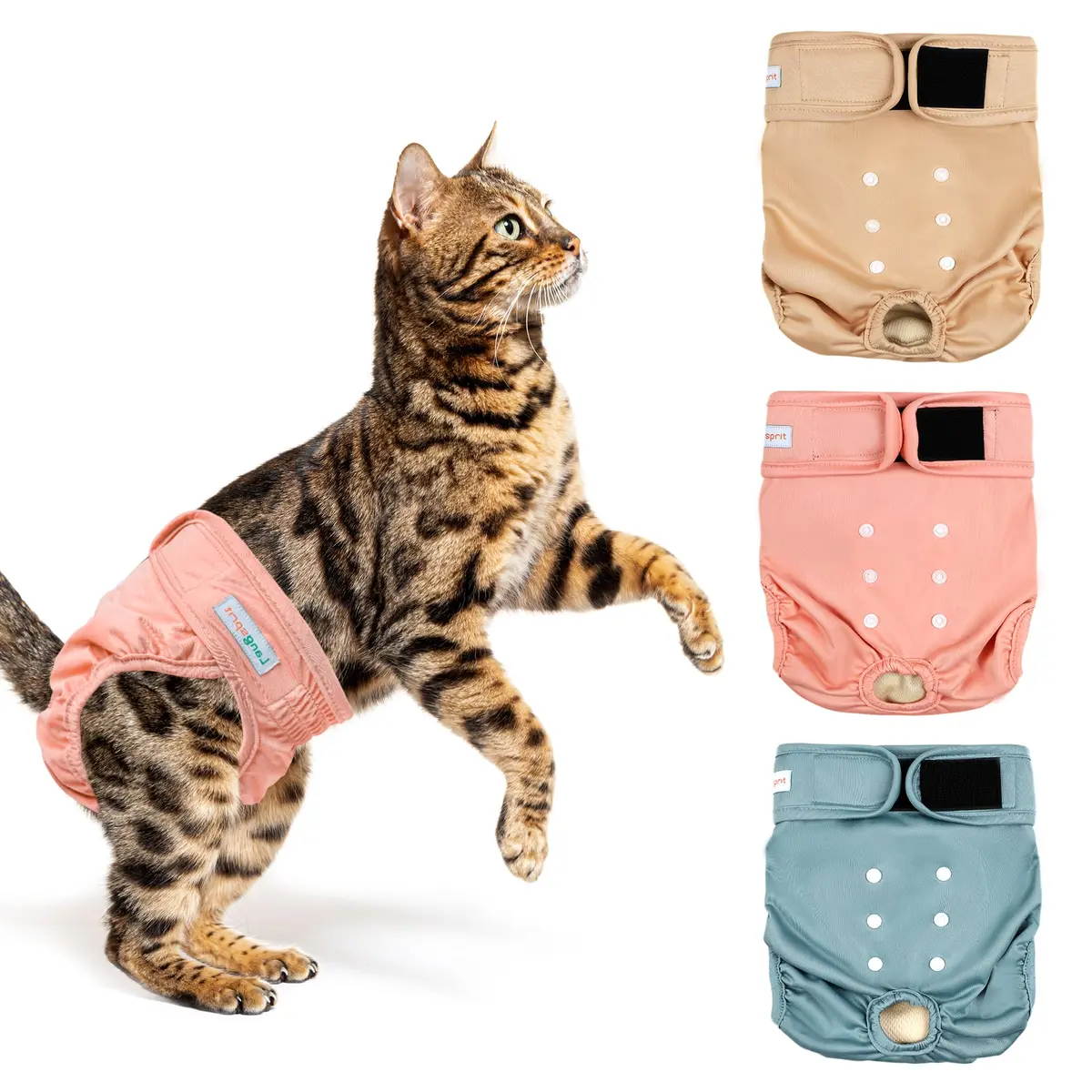 Langsprit Reusable Cat Diapers for Female Male Cats | Washable & Leak-Free (Medium) - main product image