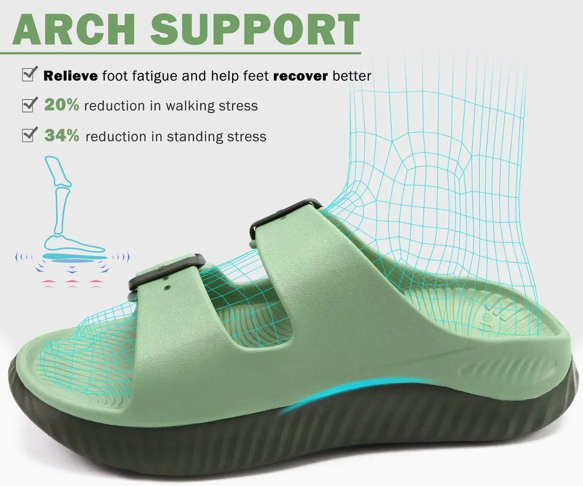 KuaiLu Womens Recovery Sandals with Comfortable Arch Support Green Size 8 - view 4