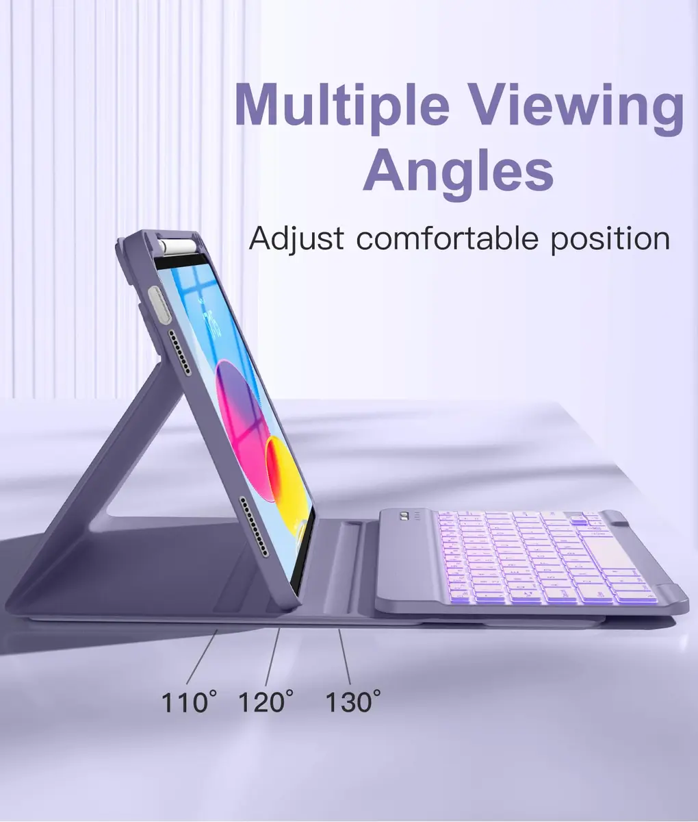 Hamile for iPad A16 11th & 10th Gen Keyboard Case with Backlit - Wireless - view 5