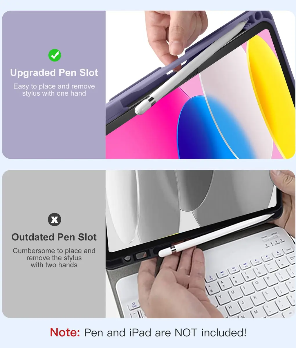 Hamile for iPad A16 11th & 10th Gen Keyboard Case with Backlit - Wireless - view 6