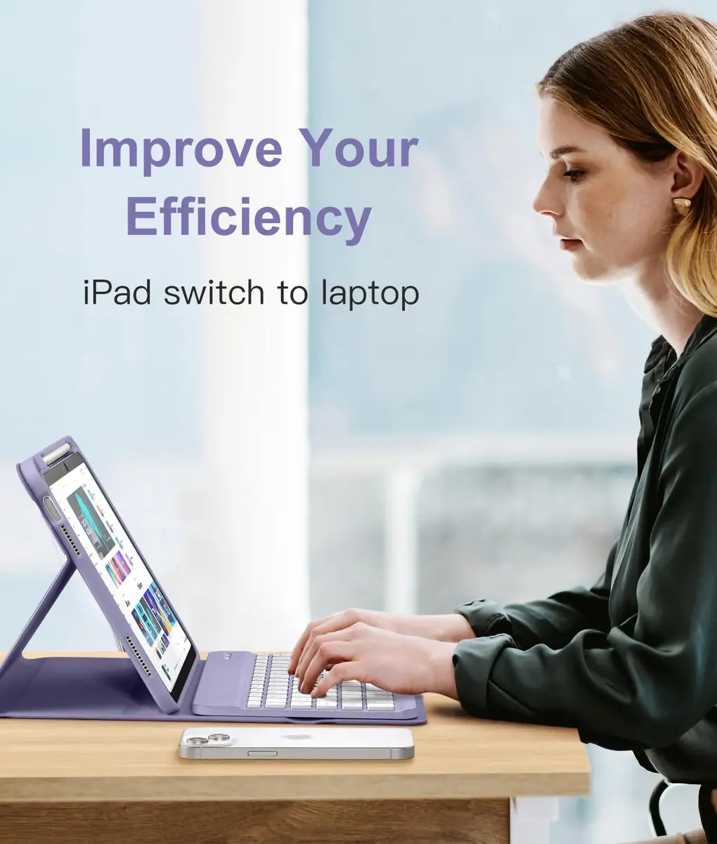 Hamile for iPad A16 11th & 10th Gen Keyboard Case with Backlit - Wireless - view 7