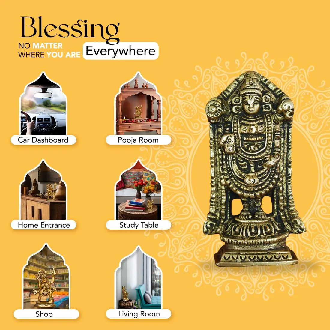 Ekhasa Panchmukhi Hanuman Statue 10 cm (3.93 in) Brass | Vastu Protection Door Entrance Figurine - view 5