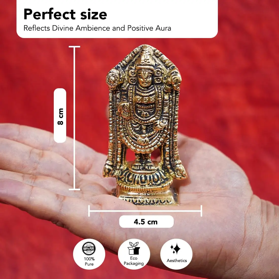 Ekhasa Panchmukhi Hanuman Statue 10 cm (3.93 in) Brass | Vastu Protection Door Entrance Figurine - view 2