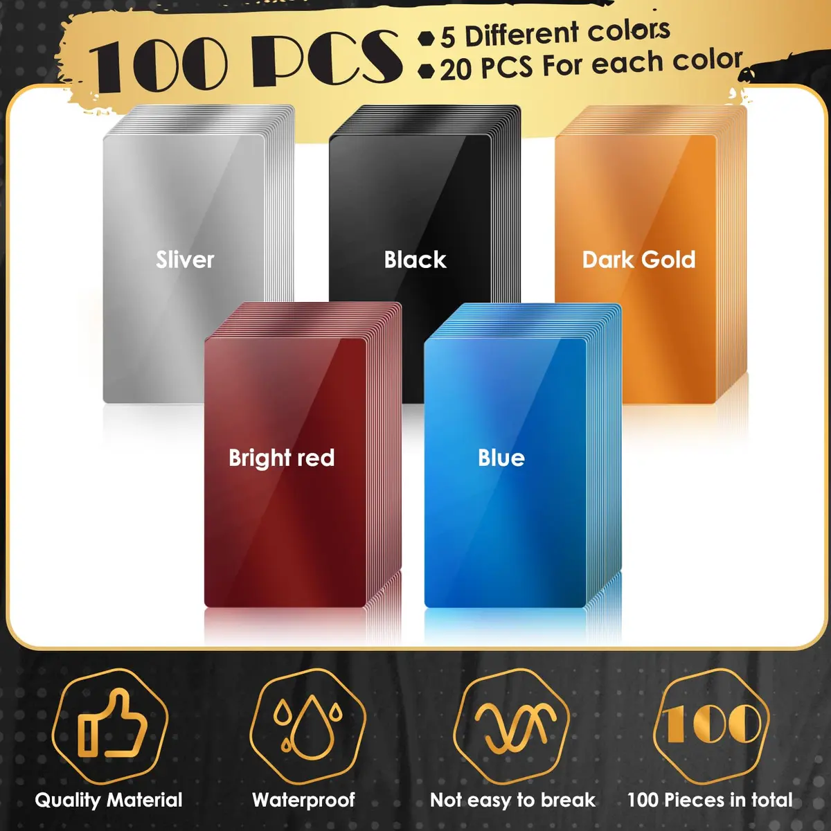 weparmeety Metal Business Cards 86 x 54 mm | Aluminum Laser Engraving Blanks in 5 Colors - view 3