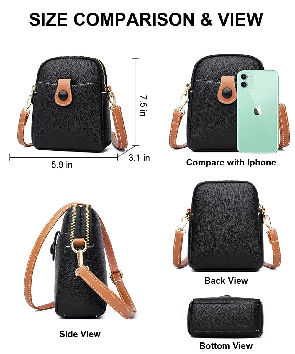 Hiflyer Small Crossbody Bag Dark Blue | Lightweight PU Leather Phone Purse for Women - view 8
