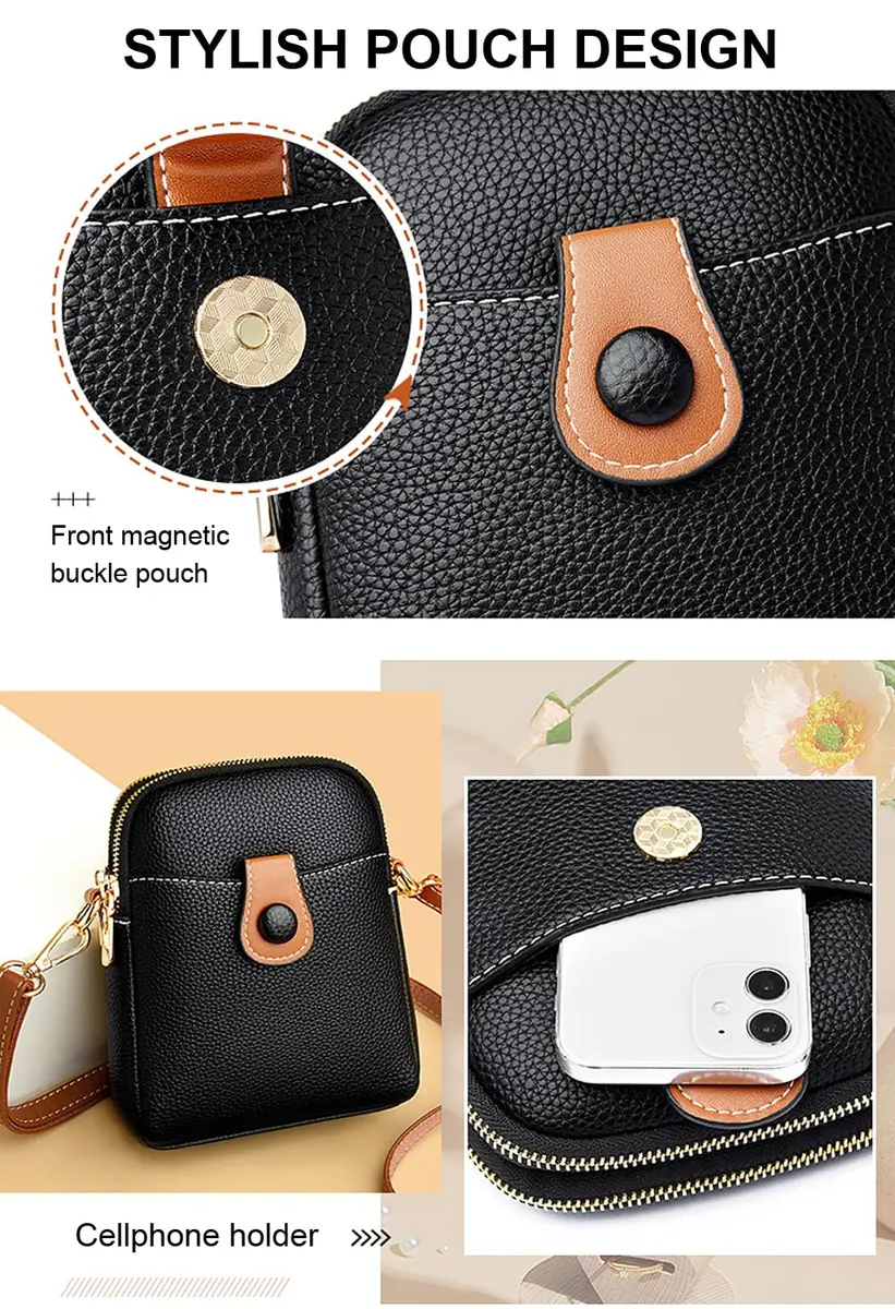 Hiflyer Small Crossbody Bag Dark Blue | Lightweight PU Leather Phone Purse for Women - view 4