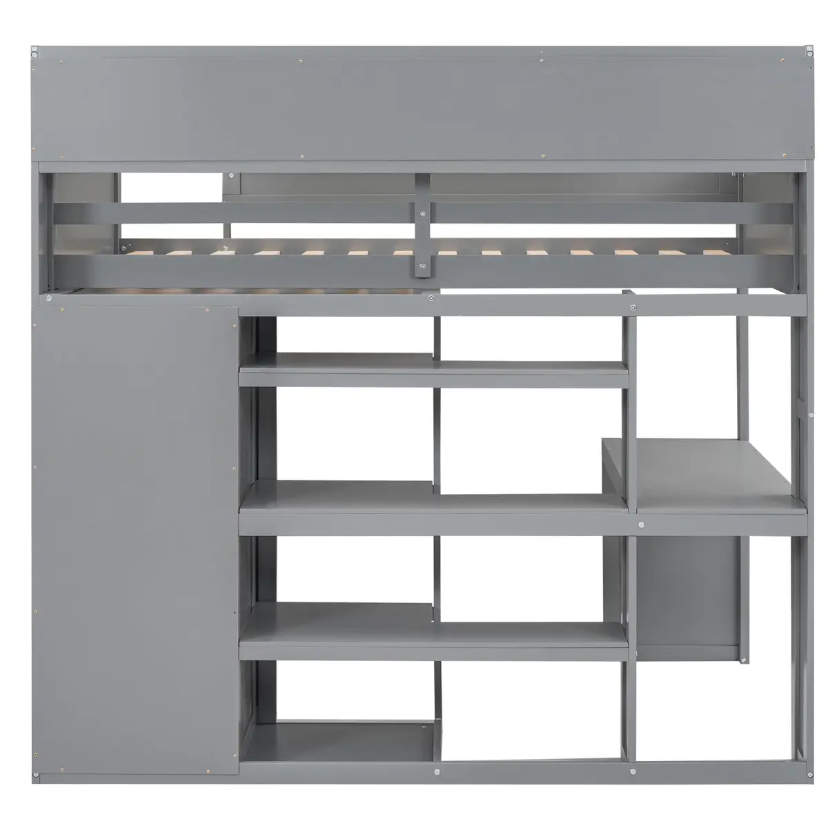Brisca Twin Size Loft Bed with Storage Shelves and Wardrobe | Space-Saving Kid & Teen Bed Frame - view 8