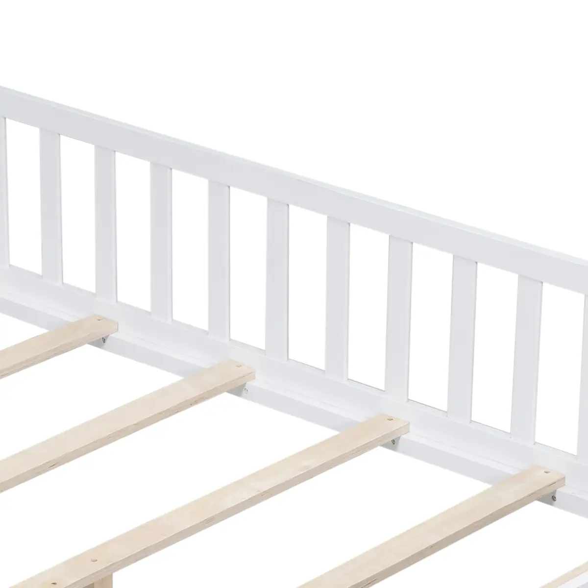 Brisca Full Size Floor Platform Bed with Fence & Lockable Door | Montessori Wooden Bed Frame for Kids - view 6