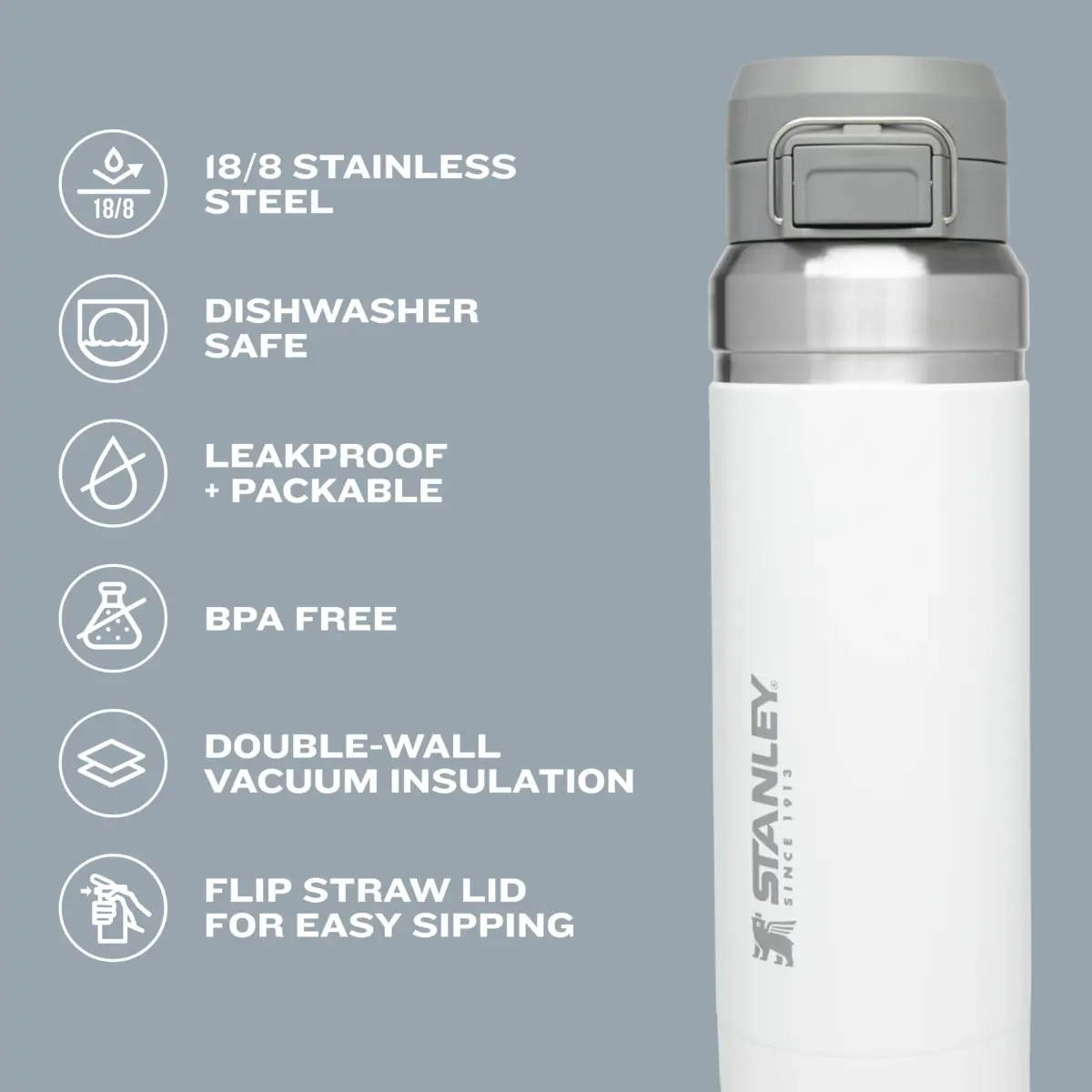 STANLEY Quick Flip GO Bottle 24 oz (710 ml) | Insulated Stainless Steel Water Bottle - view 2