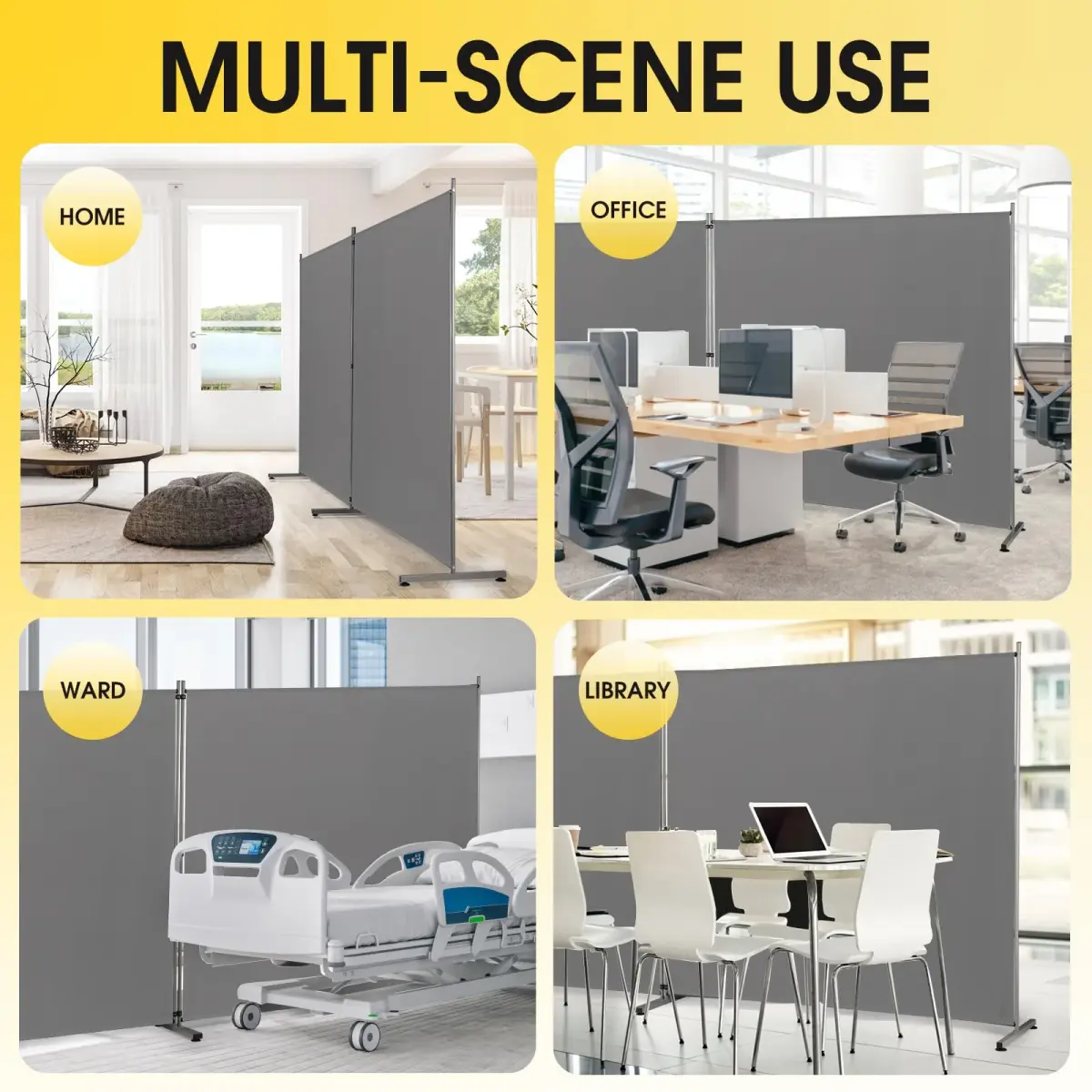 Rantila Gray 2-Panel Folding Room Divider 366cm (142" W x 71" H) | Freestanding Privacy Screen for Home & Office - view 5