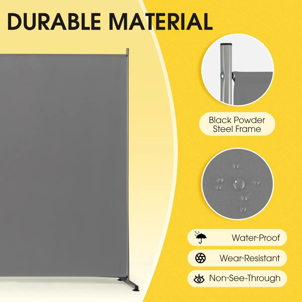 Rantila Gray 2-Panel Folding Room Divider 366cm (142" W x 71" H) | Freestanding Privacy Screen for Home & Office - view 6