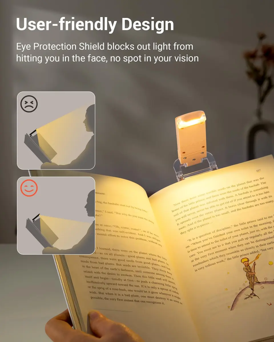 DEWENWILS LED USB Rechargeable Book Light, Clip on Reading Light Peach Fuzz | Eye-protection & Portable - view 5