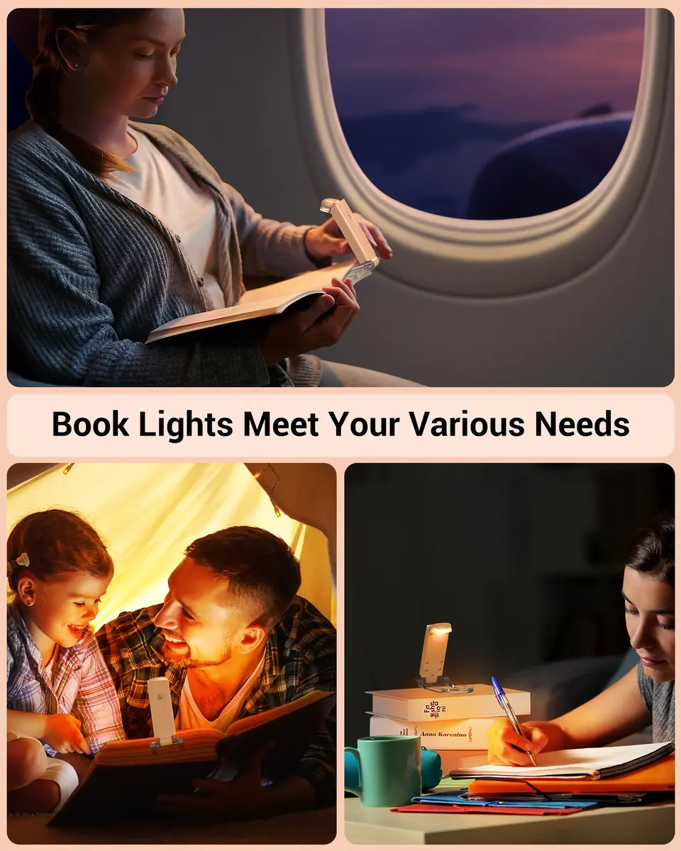 DEWENWILS LED USB Rechargeable Book Light, Clip on Reading Light Peach Fuzz | Eye-protection & Portable - view 7