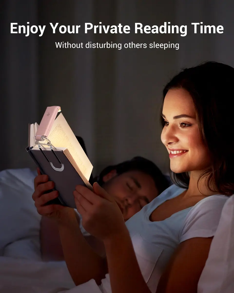 DEWENWILS USB Rechargeable LED Book Light for Reading in Bed | Eye-Care Amber & Warm White, Portable & Flexible (70-120c) - view 6
