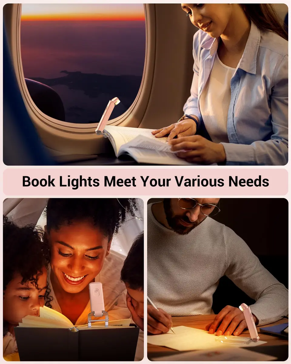 DEWENWILS USB Rechargeable LED Book Light for Reading in Bed | Eye-Care Amber & Warm White, Portable & Flexible (70-120c) - view 7