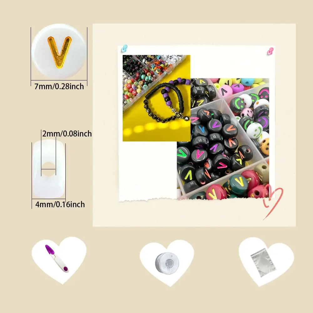 MIIIM Craft Bead Set 1200pcs 12 Styles Letter V & More | Acrylic, Round, 7mm Diameter - view 2