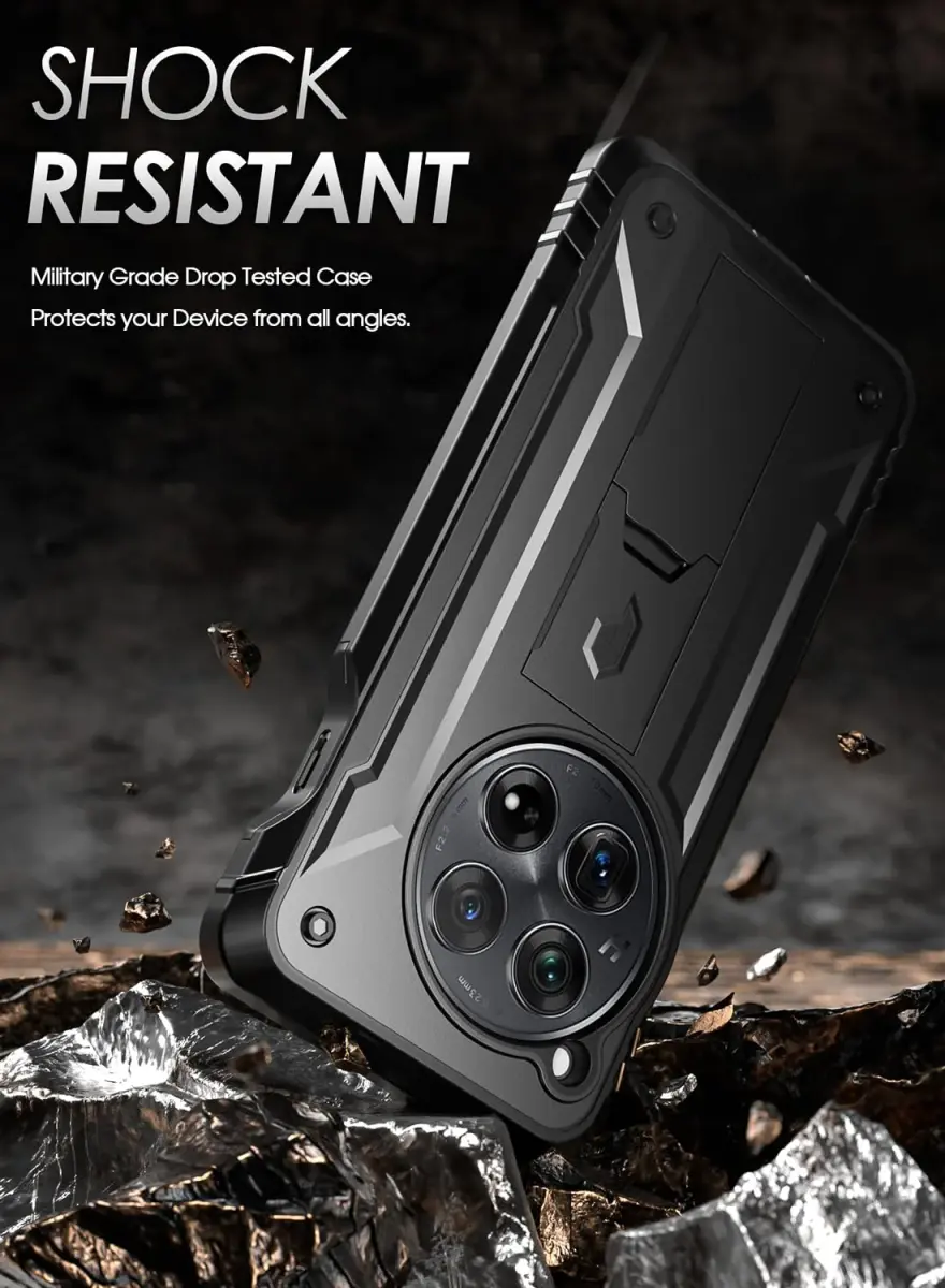 Poetic Revolution Case for OnePlus 12 5G Black | Full Body Rugged Shockproof with Kickstand & Screen Protector - view 6