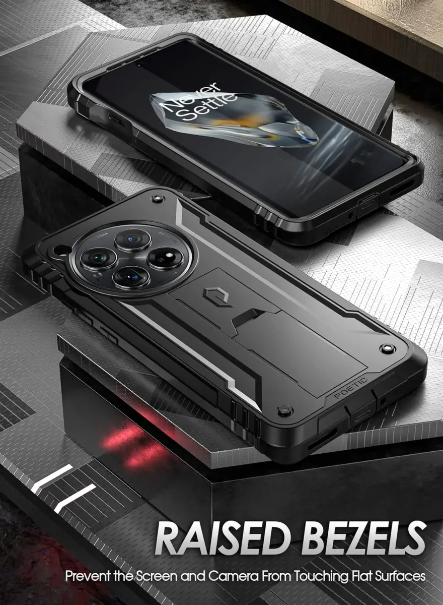 Poetic Revolution Case for OnePlus 12 5G Black | Full Body Rugged Shockproof with Kickstand & Screen Protector - view 7