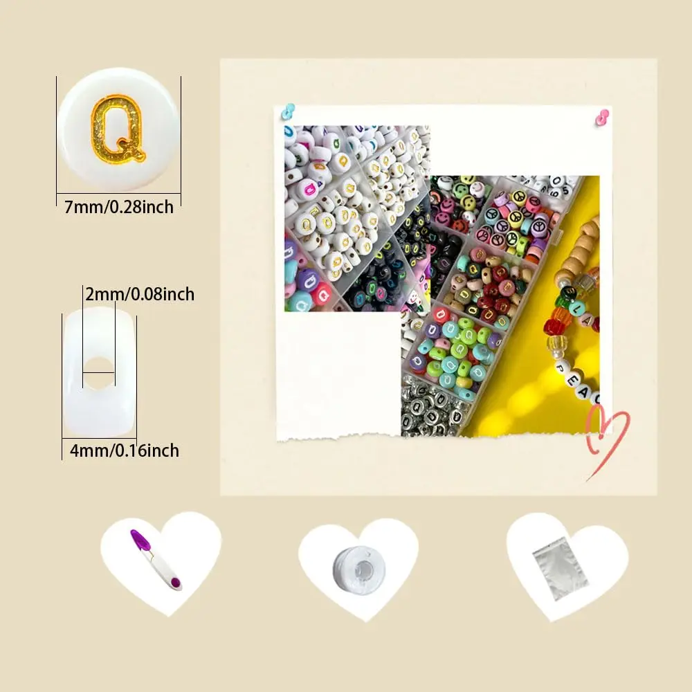 MIIIM Letter Q Alphabet Beads 1200pcs | 12 Styles, 7mm Diameter, Acrylic for Bracelets & Crafts - view 2