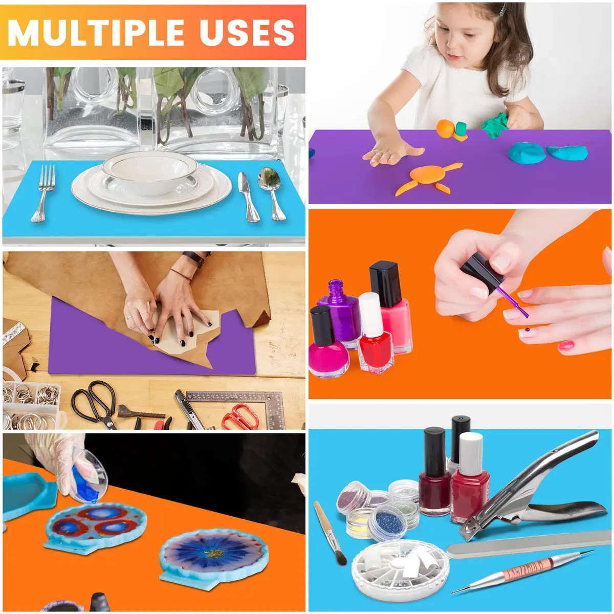 aoulela Silicone Crafting Mats 3 Pack | Nonstick, Heat-Resistant, A3 Size for Jewelry & Resin Crafts - view 6