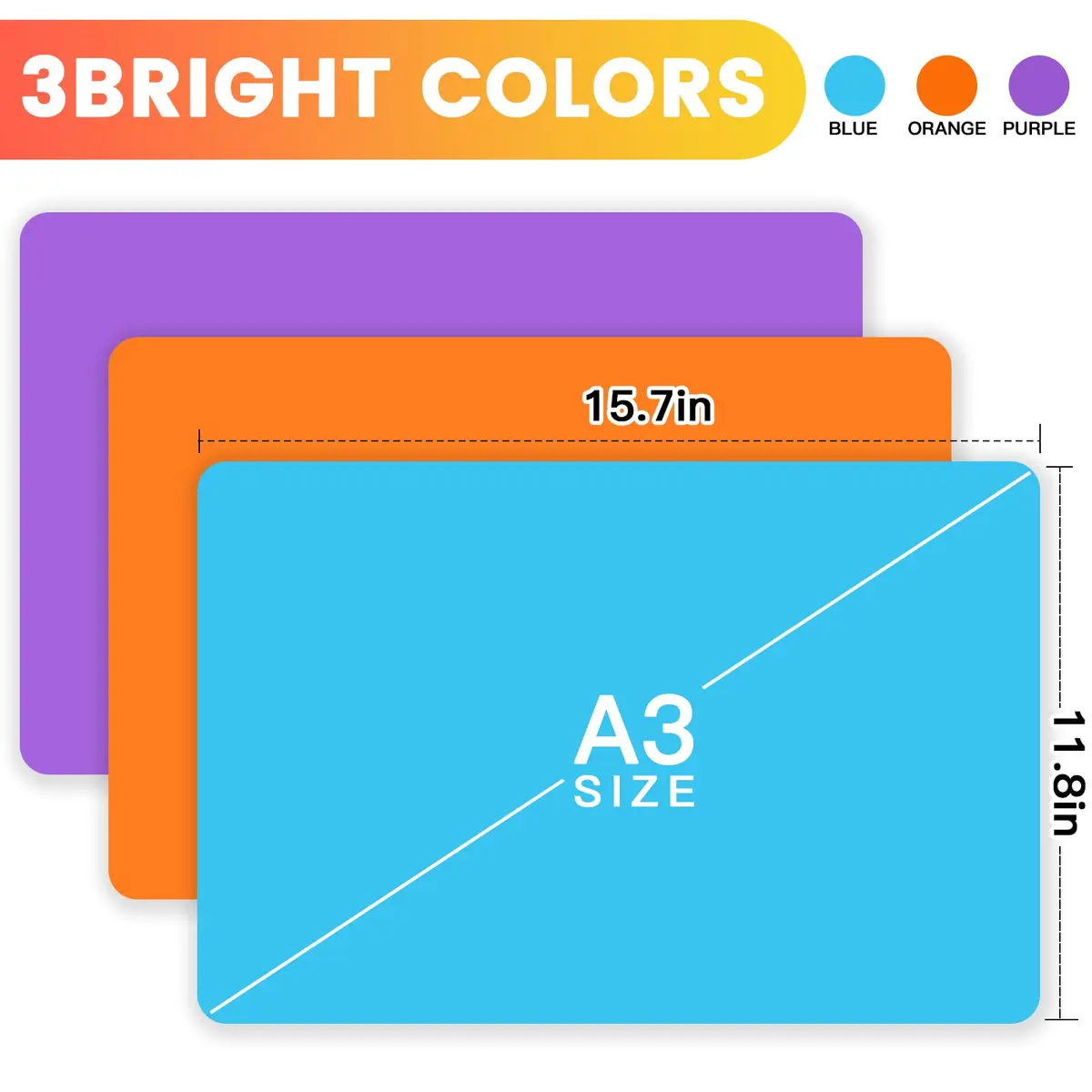 aoulela Silicone Crafting Mats 3 Pack | Nonstick, Heat-Resistant, A3 Size for Jewelry & Resin Crafts - view 2