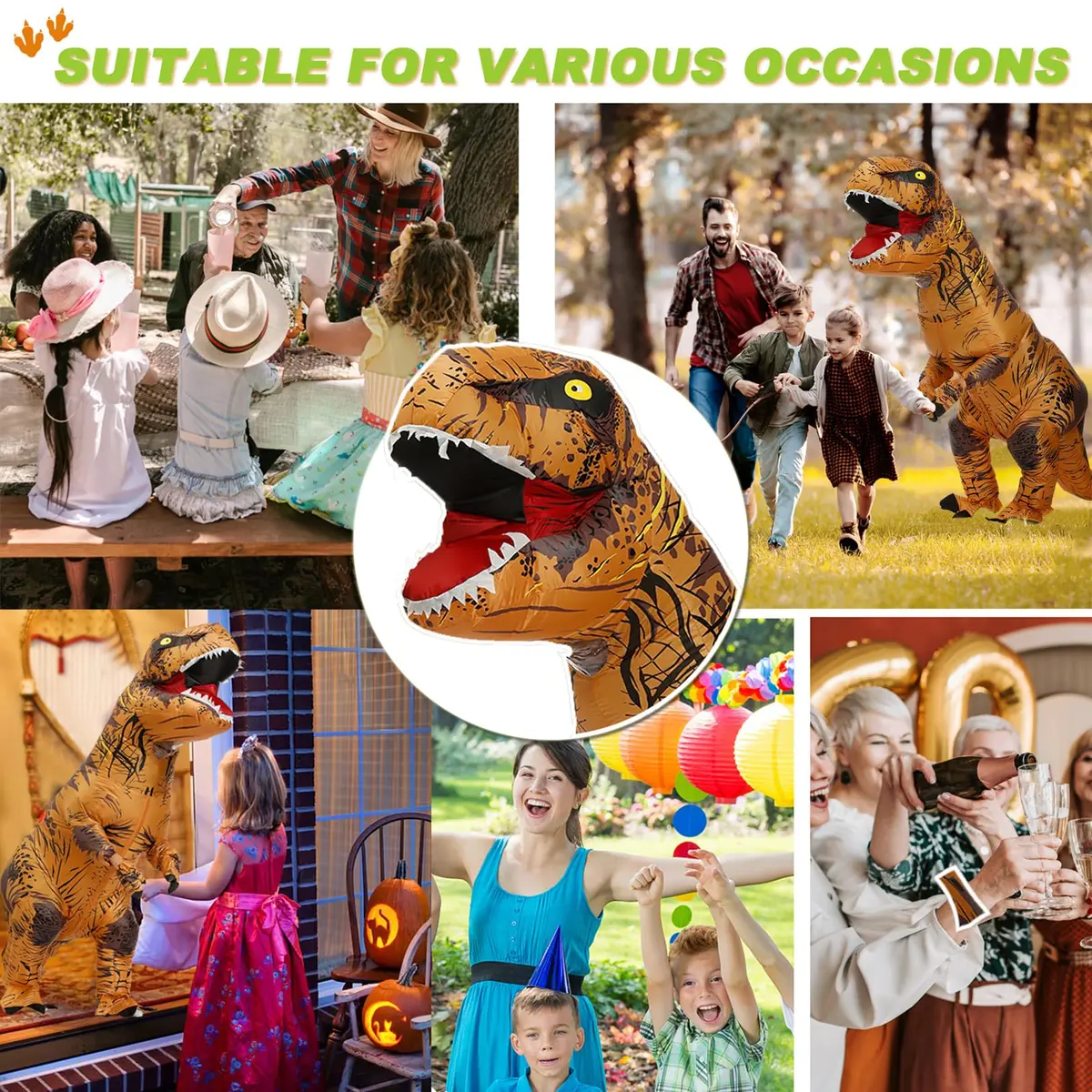 TO.BE.NO.1 Towards The First inflatable dinosaur costume adult, T-Rex Dinosaur Costume Adults Funny Cosplay Halloween (Brown Dinosaur) | Realistic & Durable - view 5