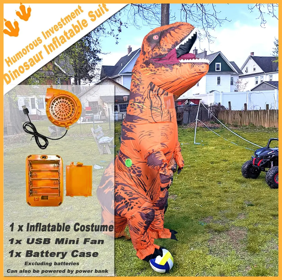 TO.BE.NO.1 Towards The First inflatable dinosaur costume adult, T-Rex Dinosaur Costume Adults Funny Cosplay Halloween (Brown Dinosaur) | Realistic & Durable - view 6