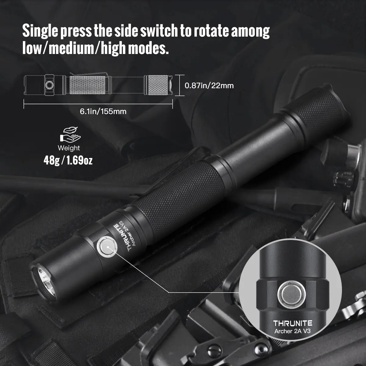 ThruNite 2PCS Archer 2A V3 Cool White LED Flashlight 155mm | 500 Lumens, IPX8 Waterproof, Mini AA, Outdoor - view 7
