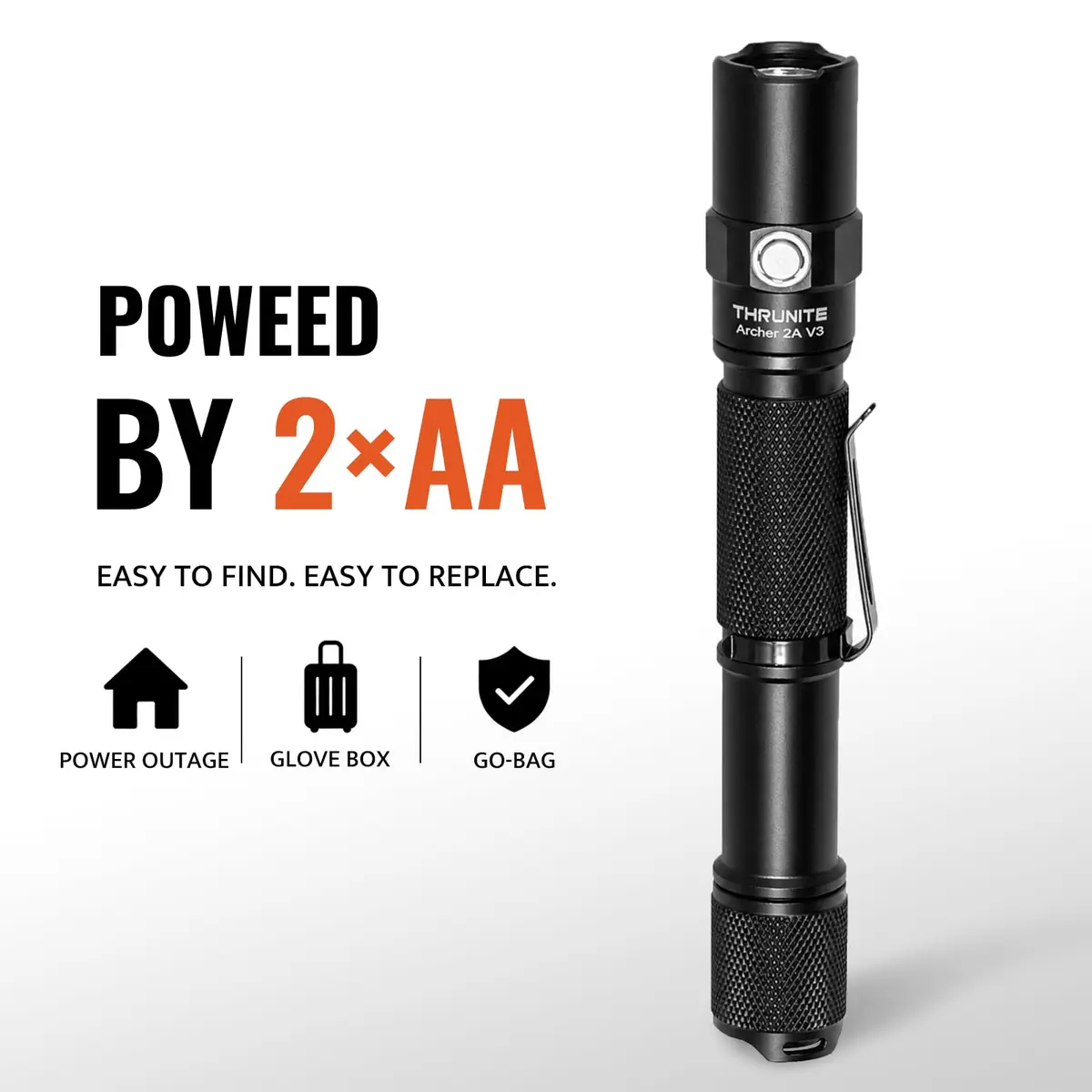 ThruNite 2PCS Archer 2A V3 Cool White LED Flashlight 155mm | 500 Lumens, IPX8 Waterproof, Mini AA, Outdoor - view 2