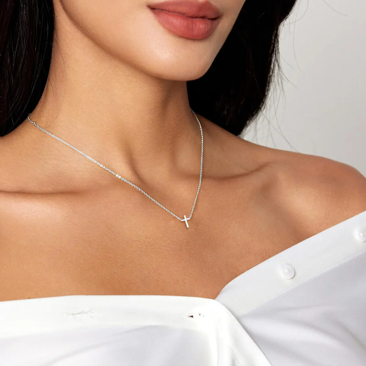 HERIER Cross Necklace for Women 14K Gold Plated | Small Silver Cross Pendant, Trendy & Elegant (70-120 chars) - view 5
