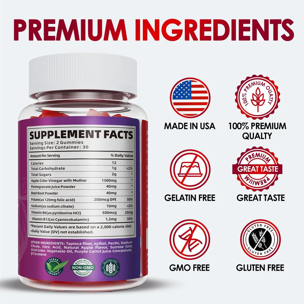 KGGCDD Keto ACV Gummies 1500MG | Apple Cider Vinegar Gummies for Weight Loss, Vegan & Gluten-Free - view 6