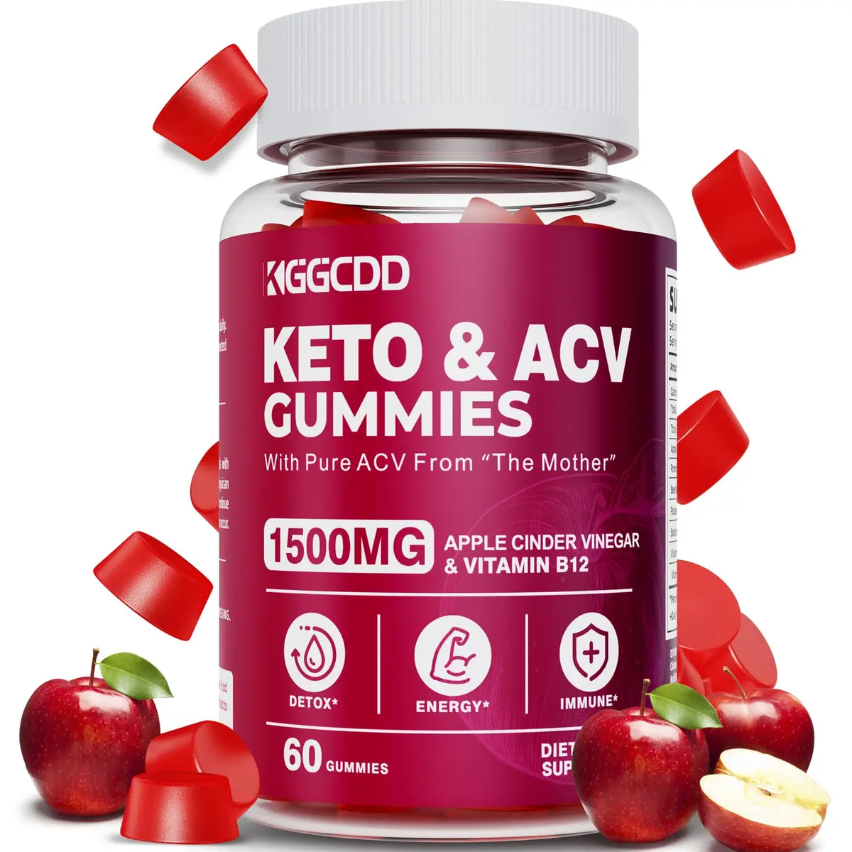 KGGCDD Keto ACV Gummies 1500MG | Apple Cider Vinegar Gummies for Weight Loss, Vegan & Gluten-Free - main product image