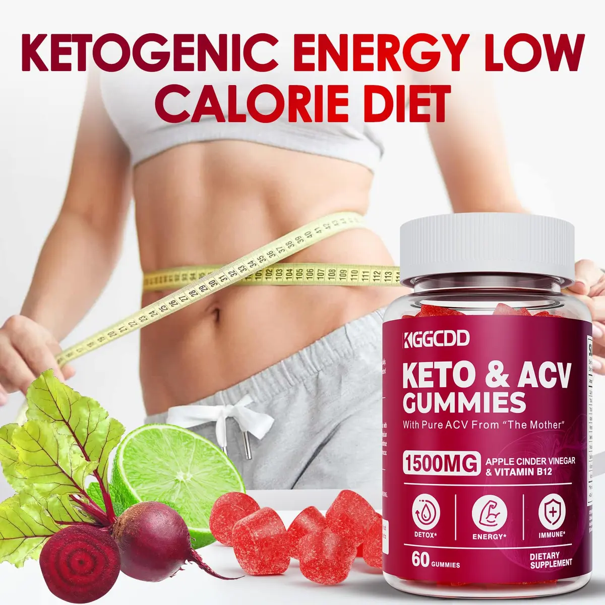KGGCDD Apple Cider Vinegar Gummies 1500MG | Keto ACV Gummies, Vegan, Non-GMO (60 Count, 2 Pack) - view 7