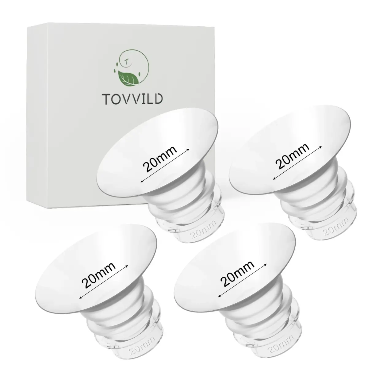 TOVVILD 20mm Flange Inserts for 24mm Flanges, 4 Pack | BPA-Free Silicone for Comfortable Pumping - main product image