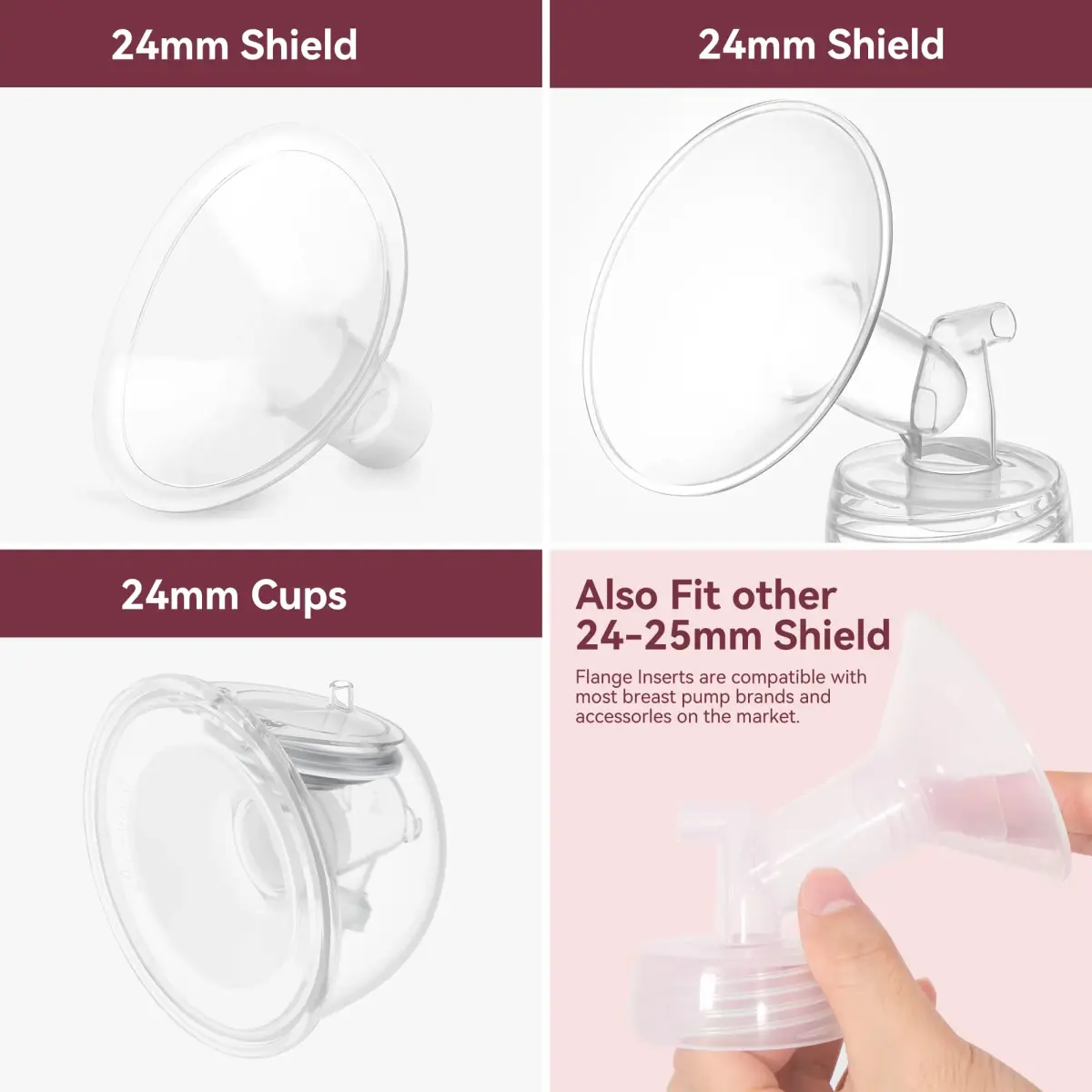 TOVVILD 20mm Flange Inserts for 24mm Flanges, 4 Pack | BPA-Free Silicone for Comfortable Pumping - view 3