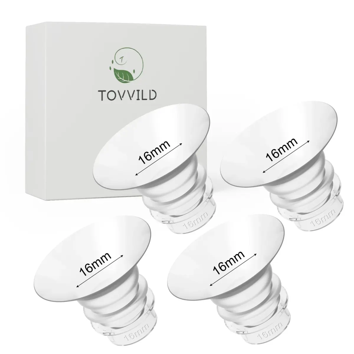 TOVVILD 16mm Flange Inserts for 24mm Flanges, 4 Pack | BPA-Free Silicone for Comfortable Pumping - main product image