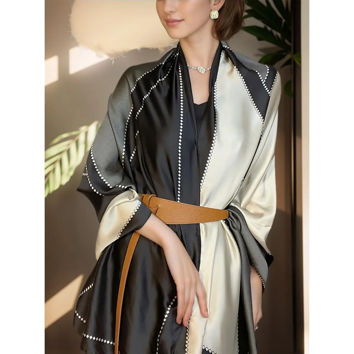 vimate Silky Neck Scarf Style 07 | Lightweight Satin Silk Feel for All Seasons - view 4