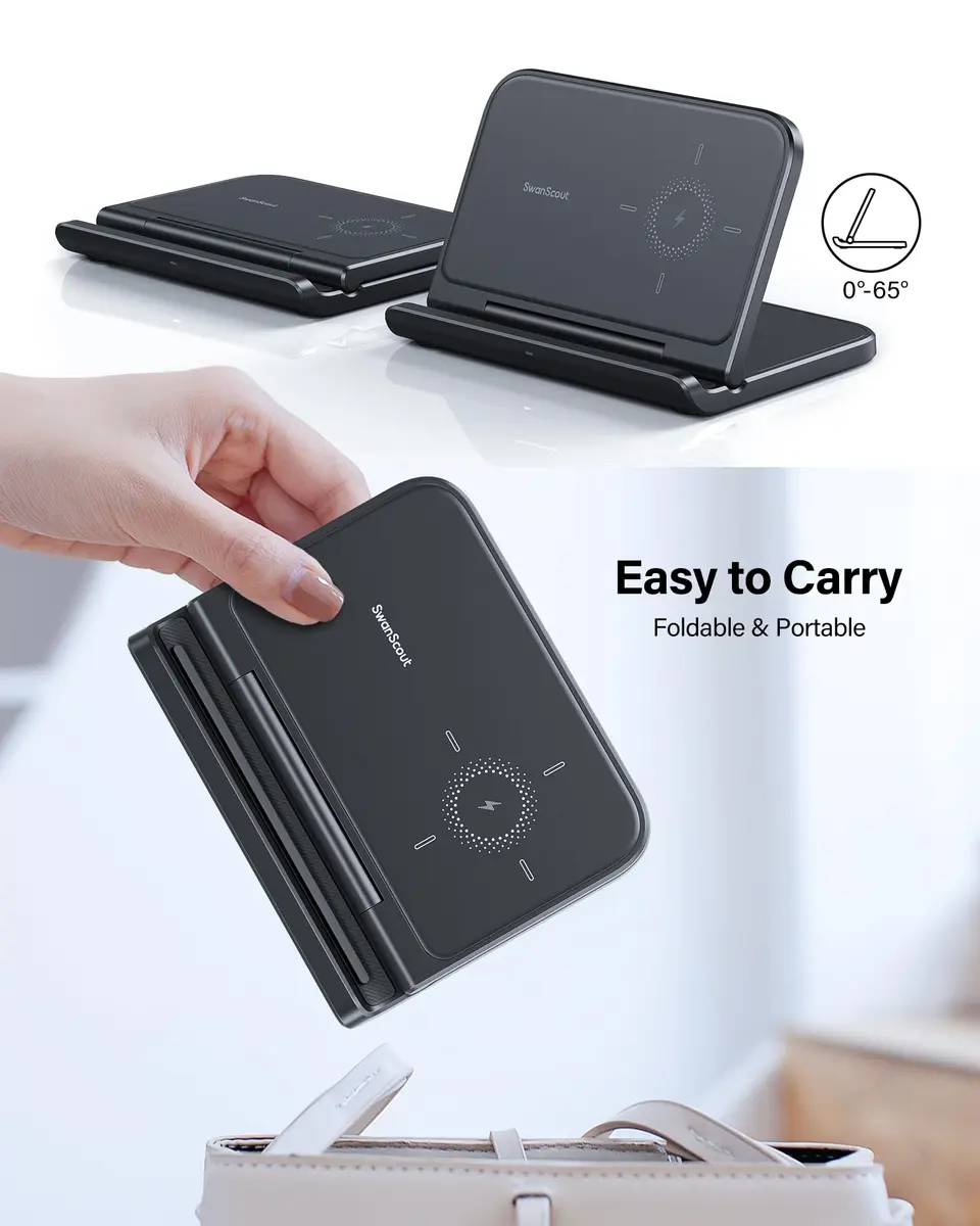 SwanScout Fast Wireless Charger for Samsung Z Fold 8 Ultra/7/Pixel Fold | Foldable Travel Safe - view 5